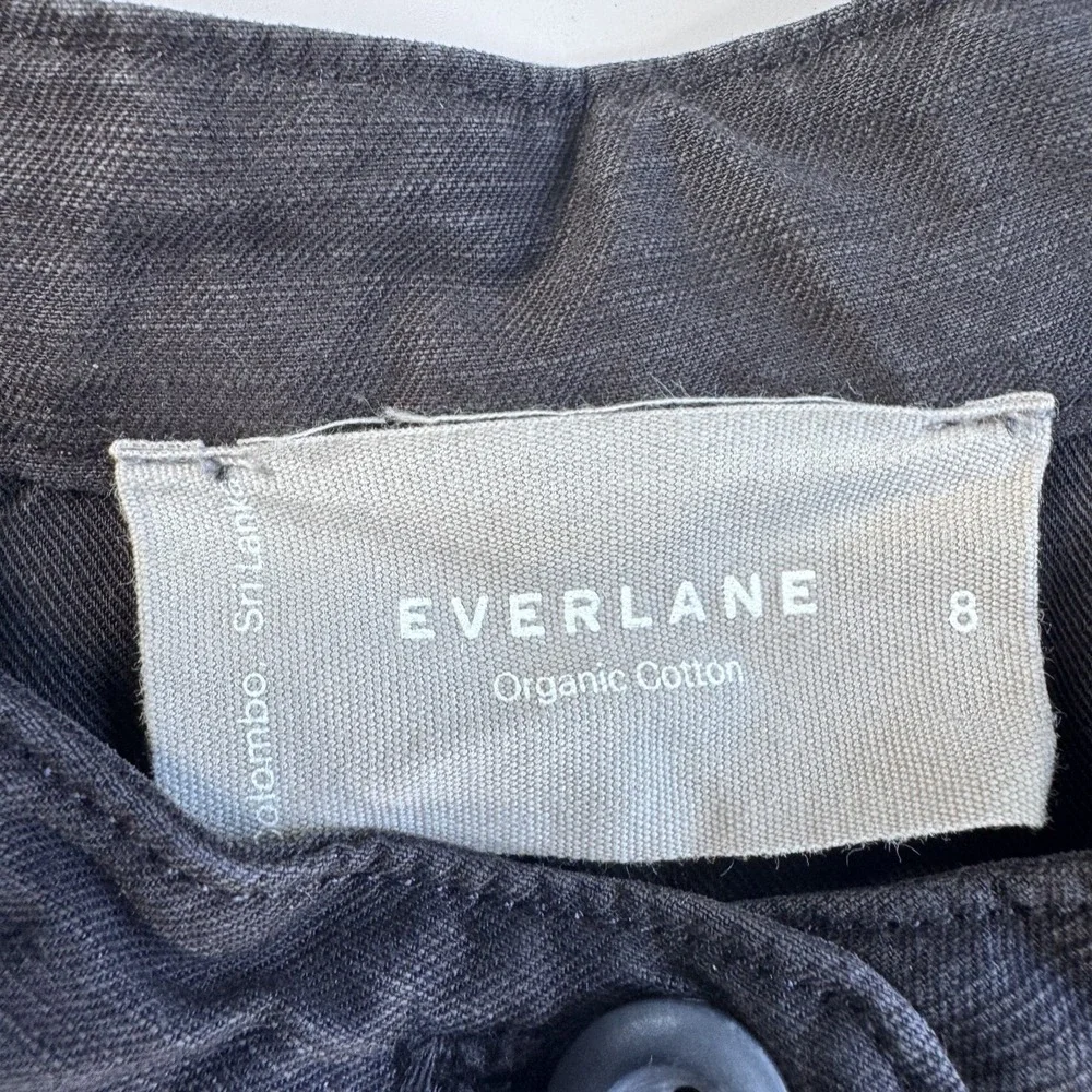EVERLANE Fatigue Short Sleeve Jumpsuit Womens 8 Faded Black Organic Cotton/Linen